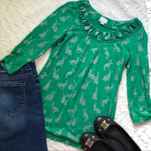 Anthropologie Tops - ❄️SALE❄️ Postmark Creature Comforts Rabbit Blouse